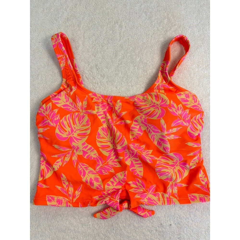 Ninety-Nine 3pc Bikini Set Orange Tropical Palm Print Top M Bottoms M & L NWT